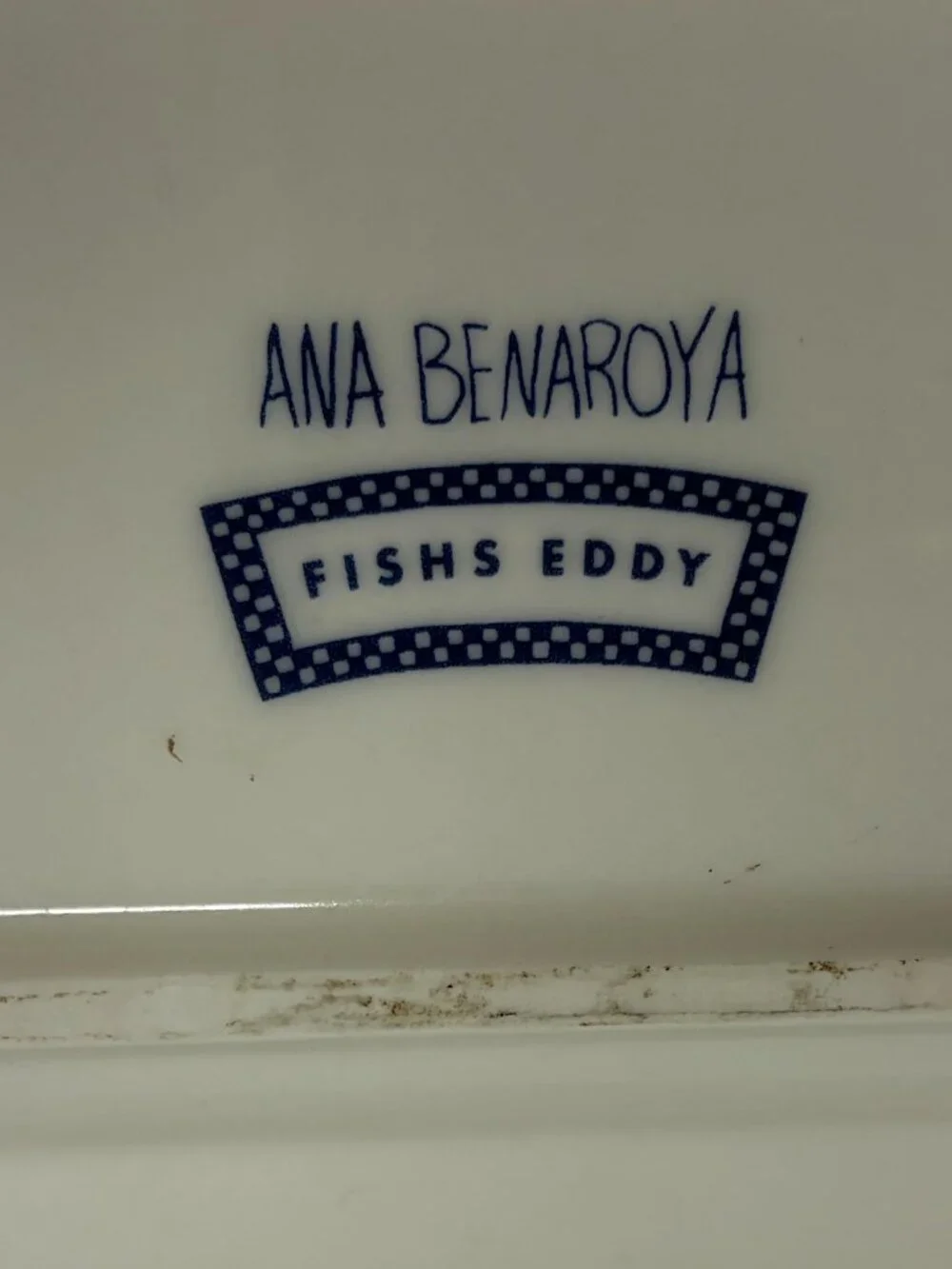 Fishs Eddy Ana Benaroya serving platter bridges narrow blue white new york nyc